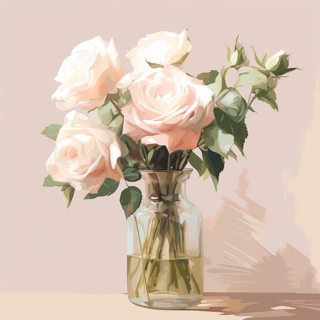 um desenho de um vaso com rosas nele