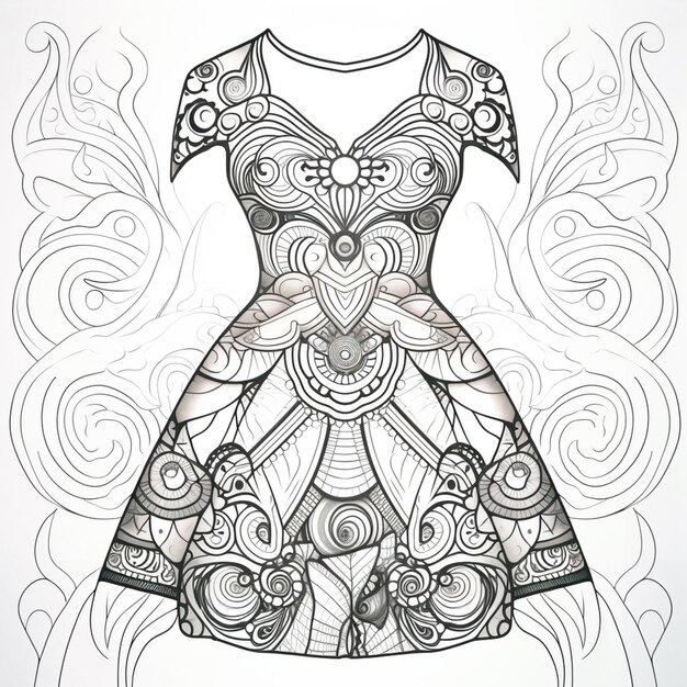 Foto um desenho de um vestido com um padrão generativo ai