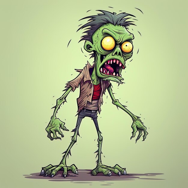 um desenho de um zumbi com um fundo verde