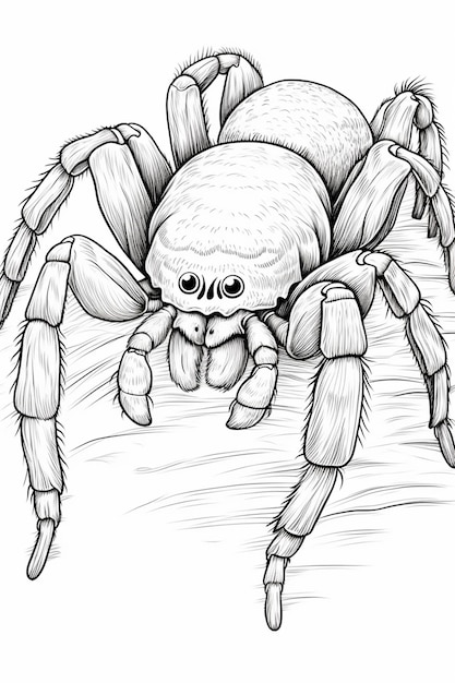 um desenho de uma aranha com um pequeno bebê em sua boca generativo ai