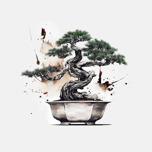 Foto um desenho de uma árvore de bonsai com o título 'bonsai' nele.