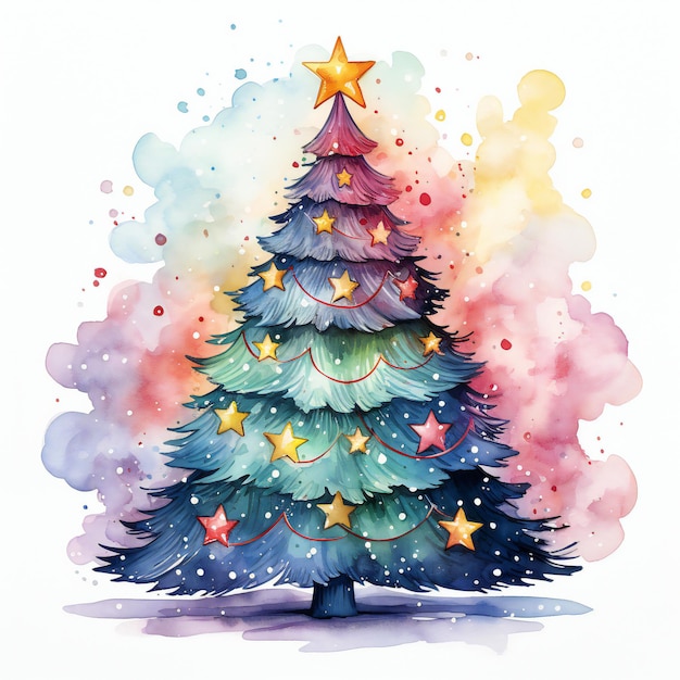 um desenho de uma árvore de Natal com uma estrela nela