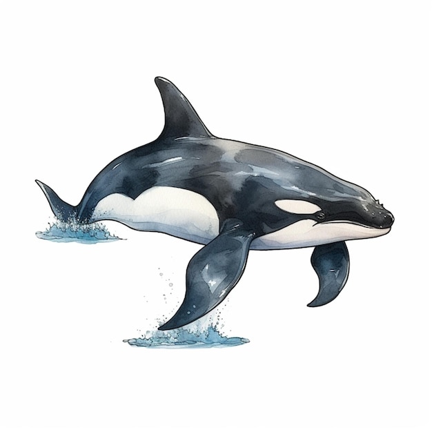 Um desenho de uma baleia assassina na água