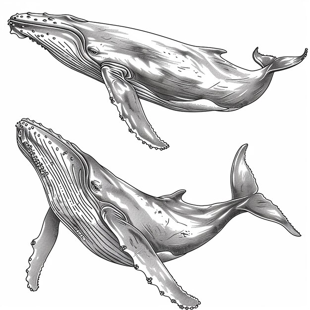 Foto um desenho de uma baleia e sua cauda