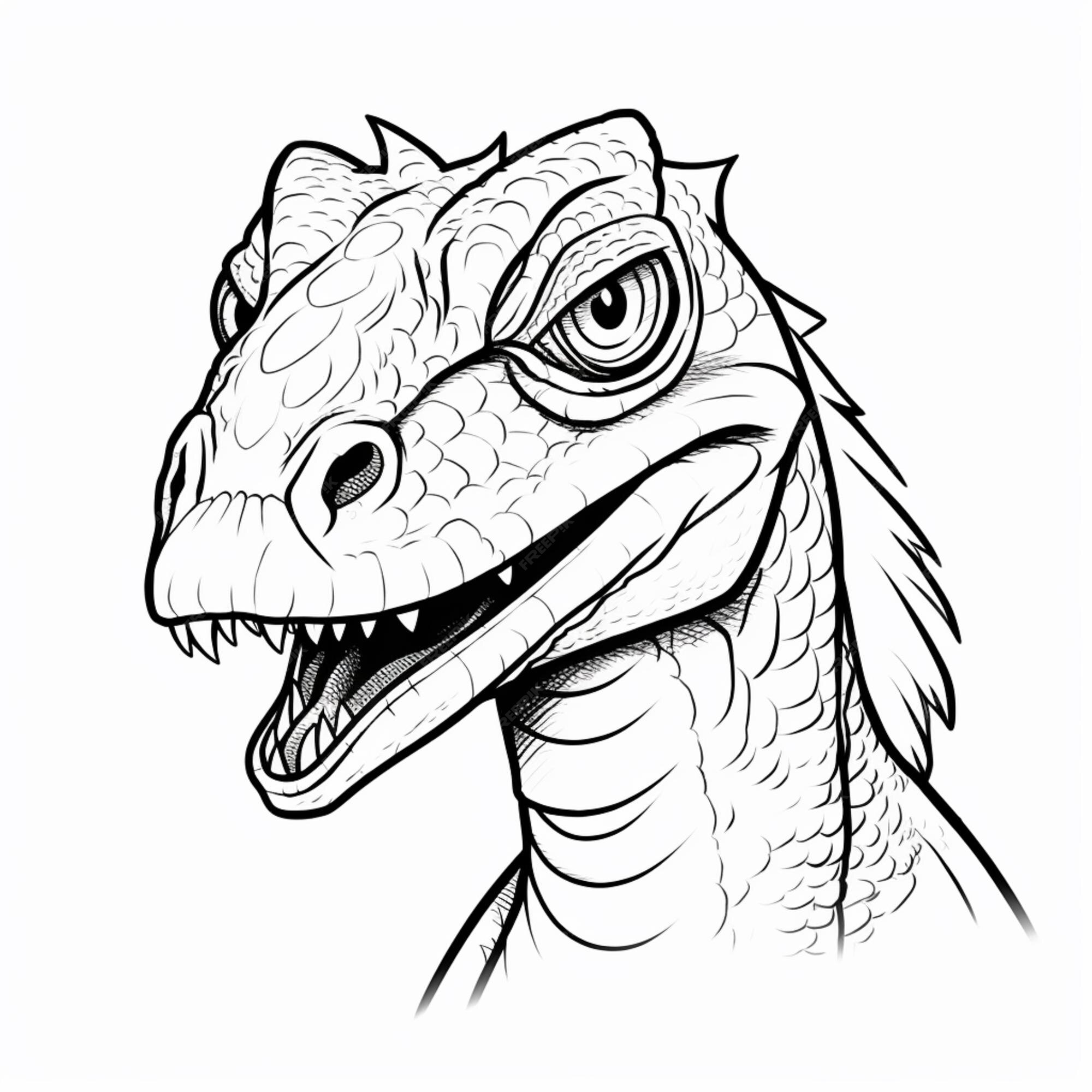 Dinossauro Velociraptor / rosto / cabeça / Desenho