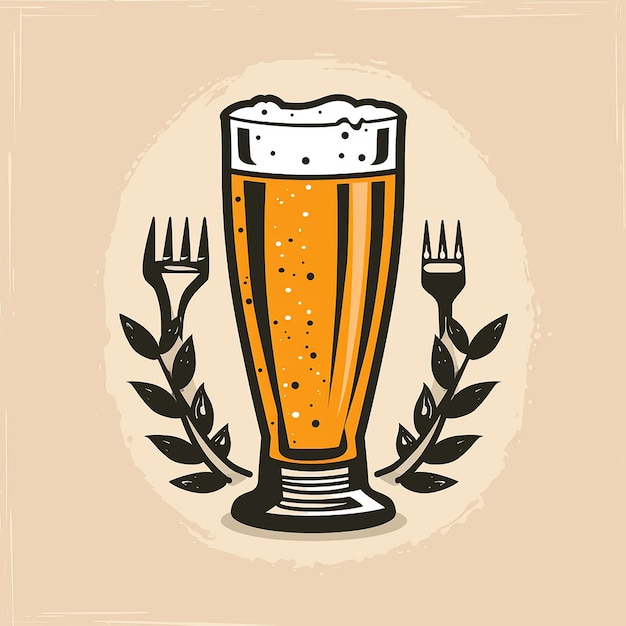 um desenho de uma cerveja com um garfo nela