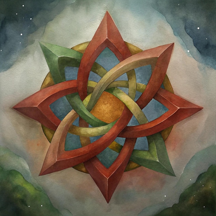 Foto um desenho de uma estrela com um desenho vermelho e verde