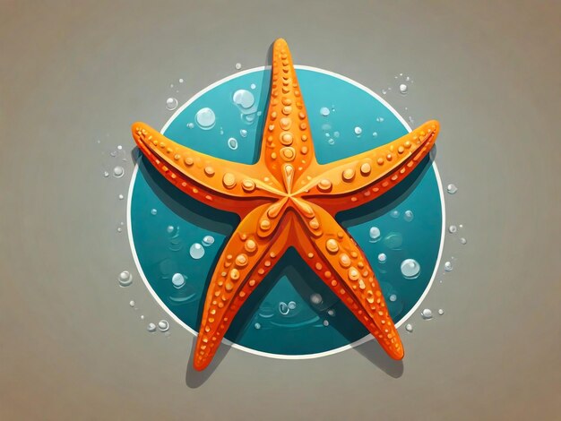 um desenho de uma estrela-do-mar com o oceano ao fundo