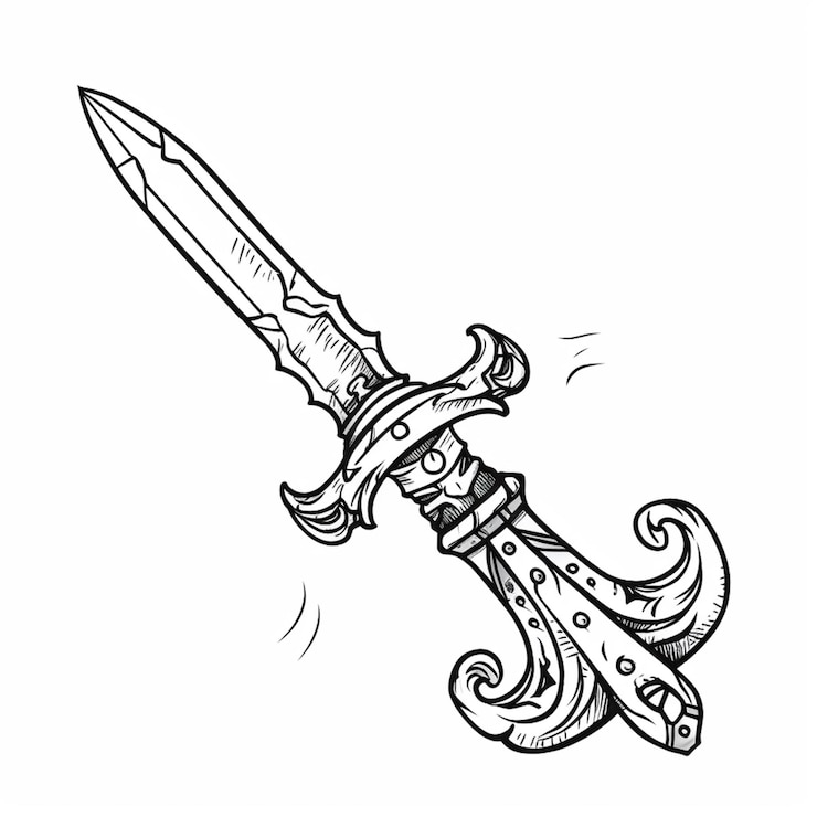 Foto um desenho de uma faca com um padrão generativo ai