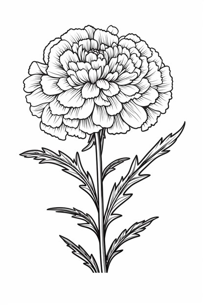 Um desenho de uma flor com folhas em um fundo branco generativo ai