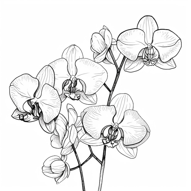 um desenho de uma flor com um caule e flores sobre ele