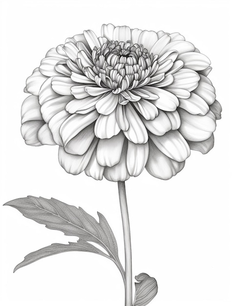 Foto um desenho de uma flor com um caule e folhas generativas ai