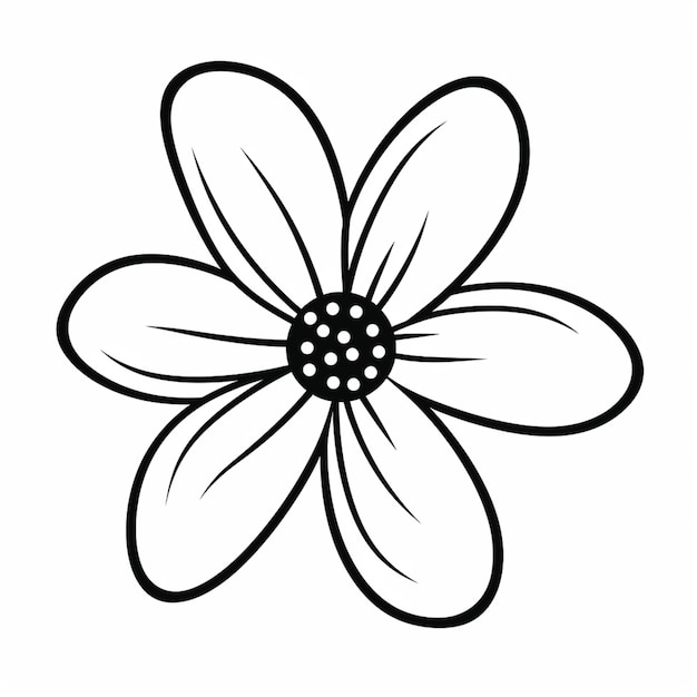 um desenho de uma flor com um centro preto em um fundo branco generativo ai