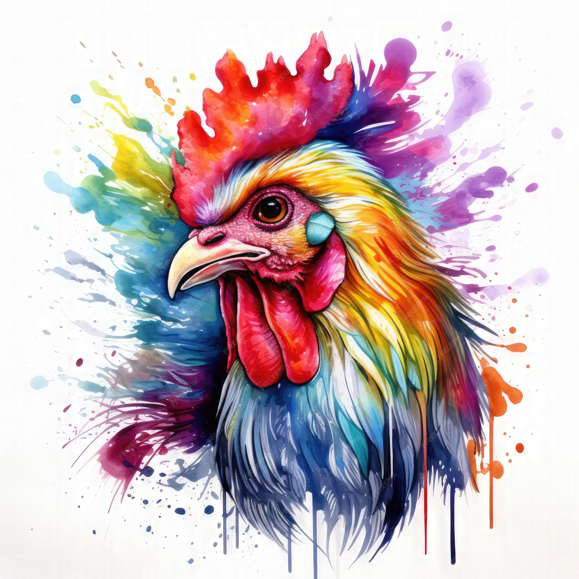 galinha marrom, frango de um toque de aquarela, desenho colorido