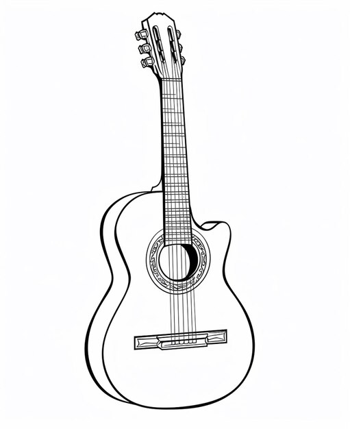 um desenho de uma guitarra com uma corda no pescoço generativo ai