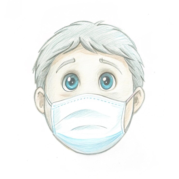 Foto um desenho de uma máscara facial com um rosto desenhado nela