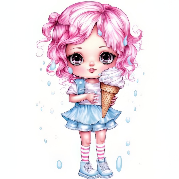 Desenho de Menina kawaii com sorvete pintado e colorido por Usuário não  registrado o dia 13 de Junho do 2018