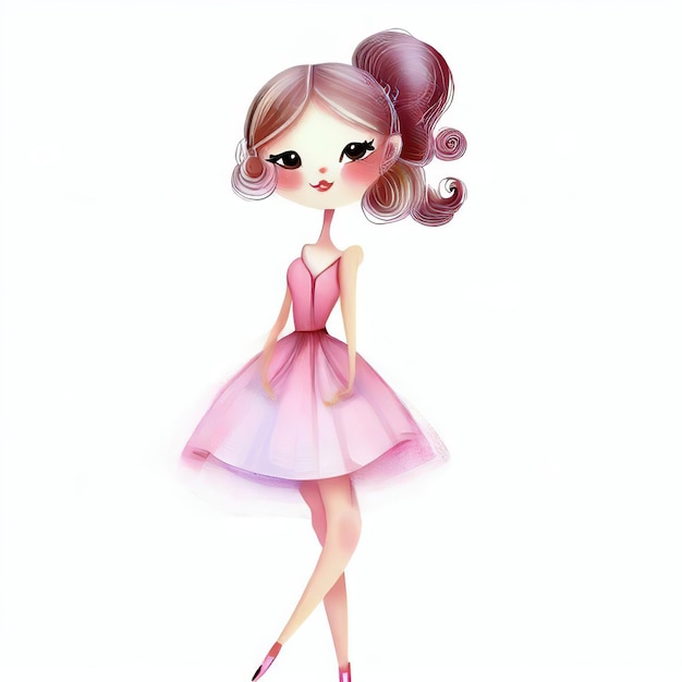Um desenho de uma menina com um vestido que diz "garotinha".