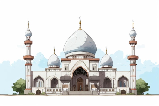 um desenho de uma mesquita com o desenho de uma mesquita no topo.