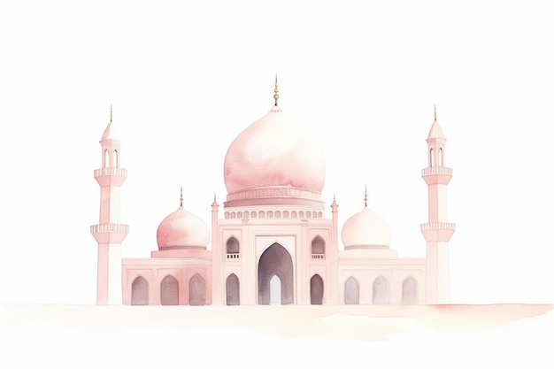 um desenho de uma mesquita em rosa.