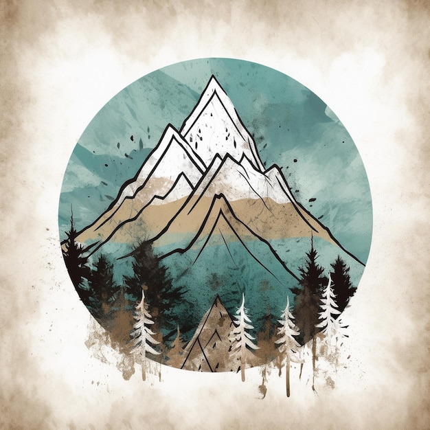 Um desenho de uma montanha e um círculo com a palavra montanha nele.