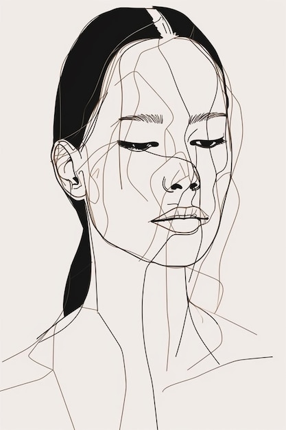 Um desenho de uma mulher com os olhos fechados e os olhos fechado generativo ai