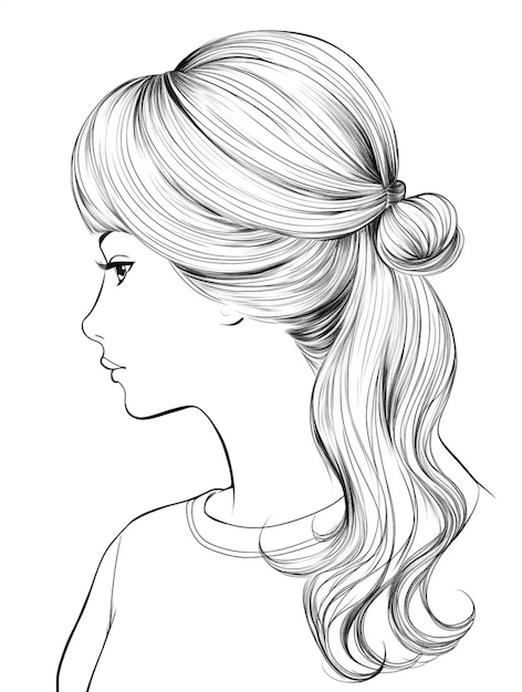 um desenho de uma mulher com um rabo de cavalo no cabelo generativo ai
