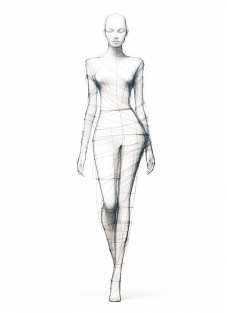 um desenho de uma mulher em um vestido em um fundo branco generativo ai