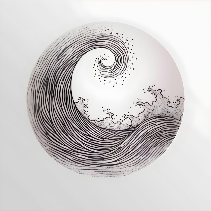 Foto um desenho de uma onda com a palavra oceano nela