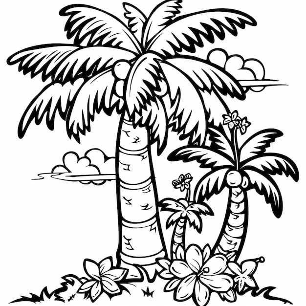 um desenho de uma palmeira com uma palmera e a palavra "palmeira" em cima dela