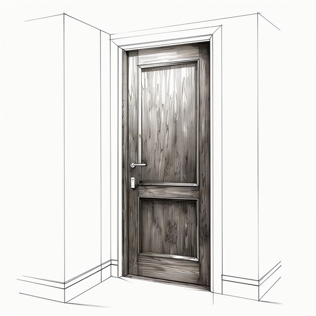 Um desenho de uma porta que tem uma foto de uma porta com a inscrição "a porta".