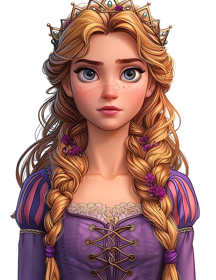 Foto um desenho de uma princesa com um estilo de cabelo rosa