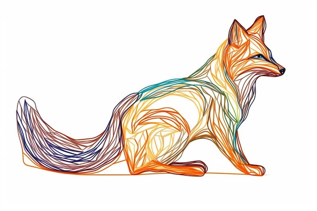 Um desenho de uma raposa com cores diferentes.