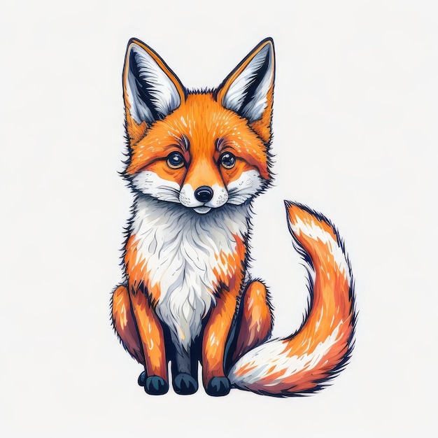 Um desenho de uma raposa com uma cauda que diz 'fox' on it