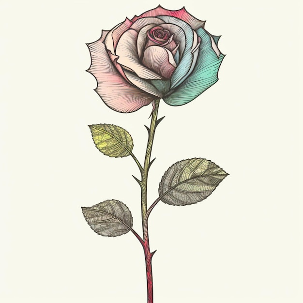 Foto um desenho de uma rosa com a palavra rosa nela.