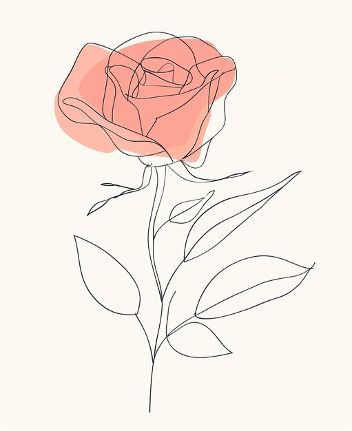 Foto um desenho de uma rosa com um fundo branco