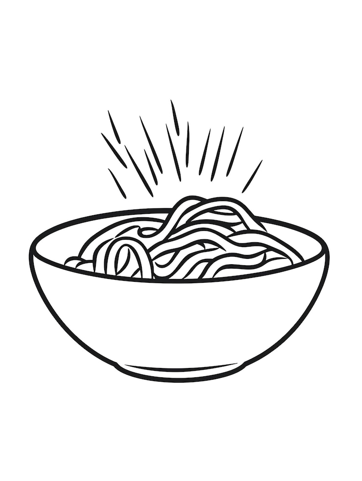 Foto um desenho de uma tigela de macarrão com uma explosão solar