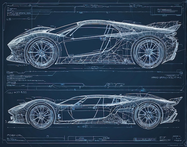 um desenho desenhado de um carro