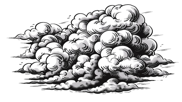 Foto um desenho detalhado de uma grande nuvem fofa a nuvem é composta por muitas nuvens menores cada uma com sua própria forma e textura única