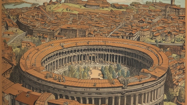 Foto um desenho do anfiteatro romano em roma