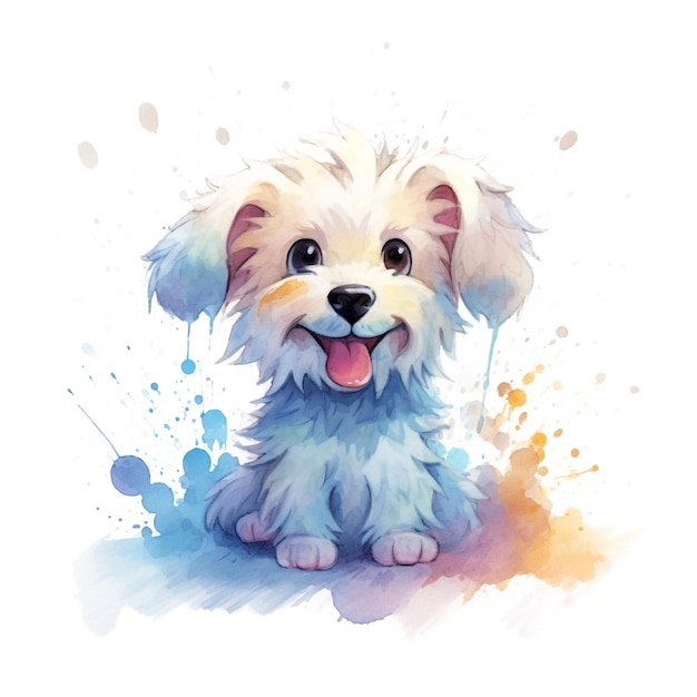 Um desenho em aquarela de um cachorro chamado bichon.