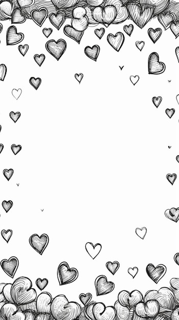 Foto um desenho em preto e branco de corações dispostos em um círculo ai generativo