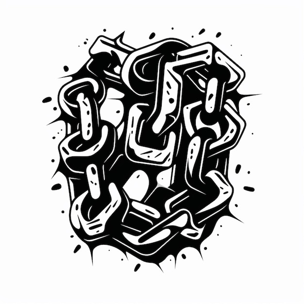 um desenho em preto e branco de um bloco de graffiti generativo ai
