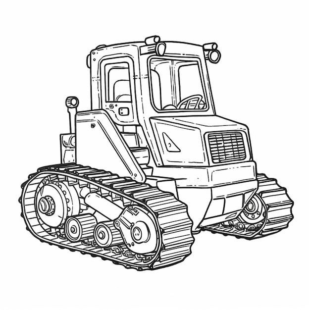 Um desenho em preto e branco de um bulldozer generativo ai