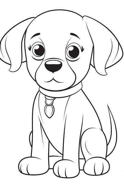 um desenho em preto e branco de um cão com um colar generativo ai