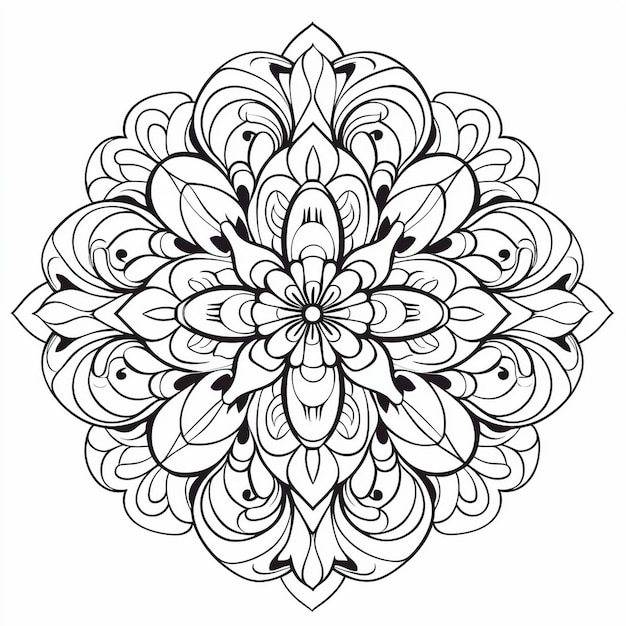 um desenho em preto e branco de um desenho de flor com um desenho que diz "a flor".