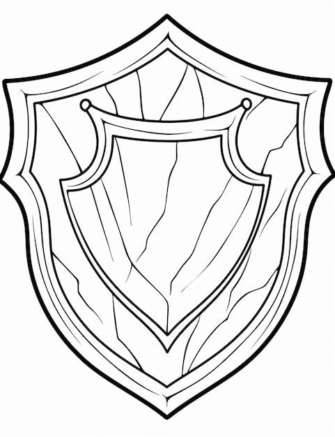 um desenho em preto e branco de um escudo com uma espada generativa ai