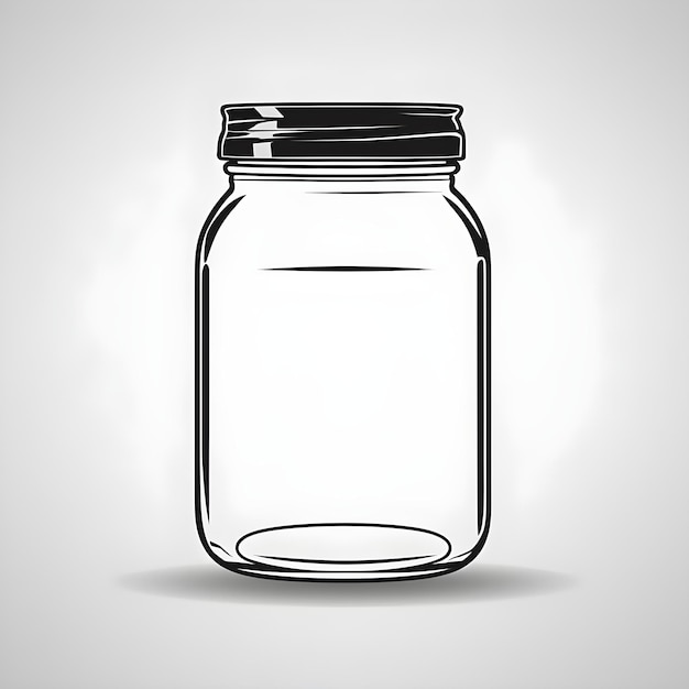 Foto um desenho em preto e branco de um frasco de vidro