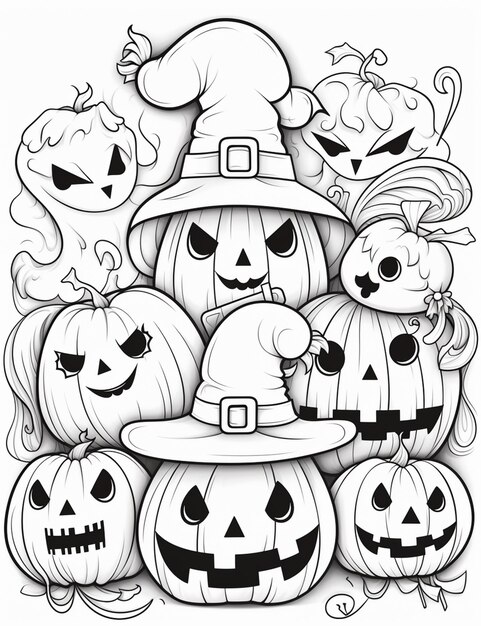 Desenho Para Colorir Abóboras de halloween - Imagens Grátis Para Imprimir -  img 31624