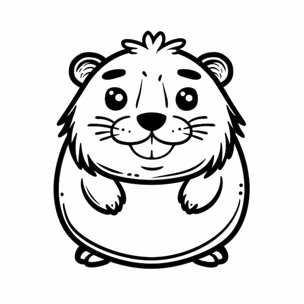 Foto um desenho em preto e branco de um hamster com um grande sorriso generativo ai